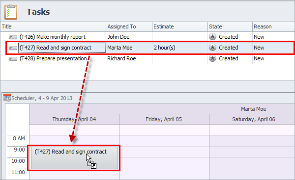 schedule tasks on scheduler panel